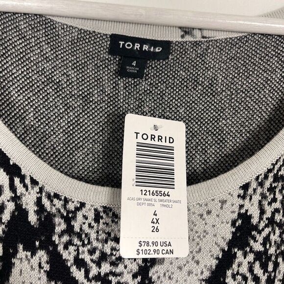 NWT Torrid Knit Sweater Dress Size 4X Sleeveless Rayon Gray Snakeskin Print - Picture 4 of 8